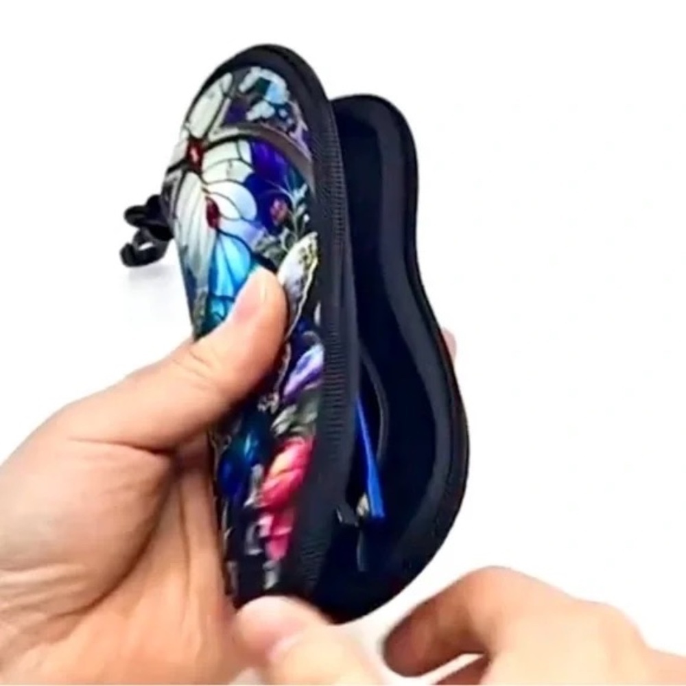 Butterfly Stained-Glass Print Sunglasses Case - Blue & Purple - Picture 3 of 3